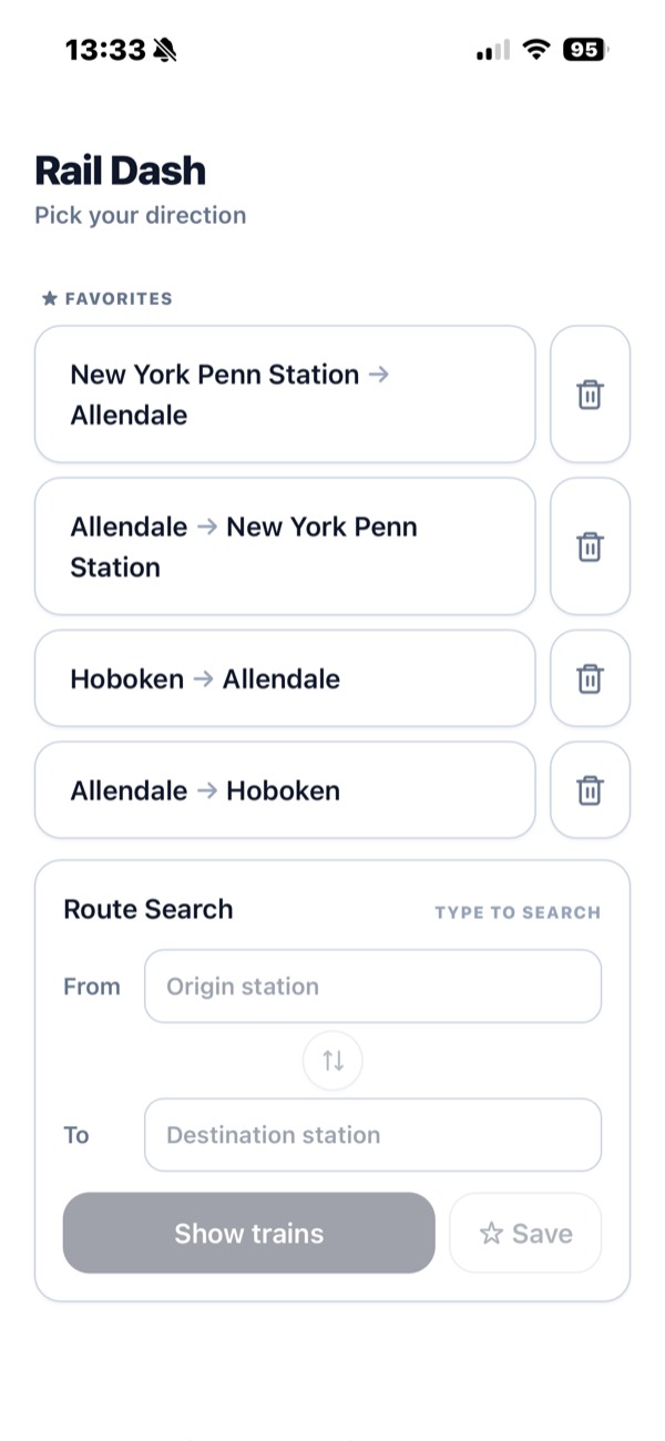 Saved favorite routes
